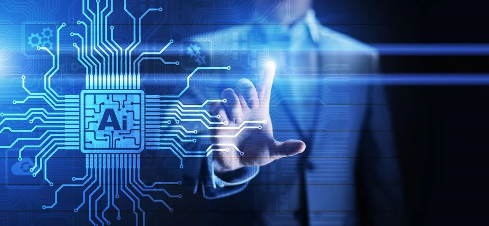 AI Artificial intelligence, Machine learning, Big data analysis and automation Stock Photos