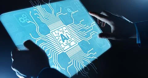 AI Artificial intelligence, Machine learning, Big data analysis and automation Stock Photos