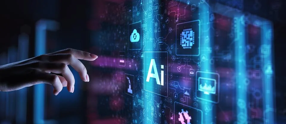 AI Artificial intelligence, Machine learning, Big data analysis and automatio Stock Photos