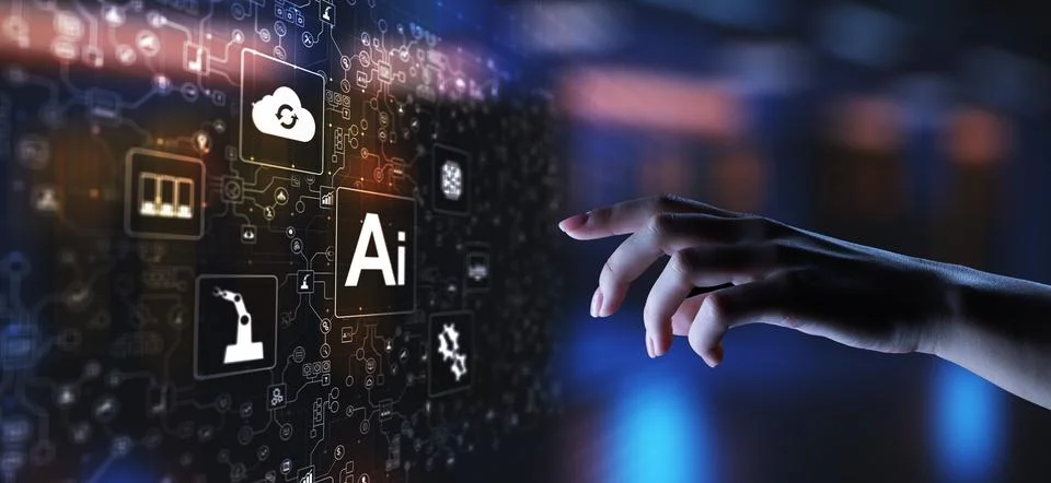 AI Artificial intelligence, Machine learning, Big data analysis and automatio 스톡 사진