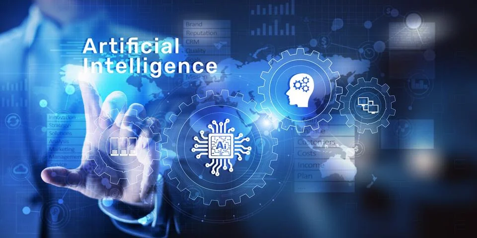 AI Artificial intelligence, Machine learning, Big data analysis and automatio Stock Photos