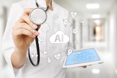 AI, artificial intelligence, in modern medical technology. IOT and automation. Stock Photos