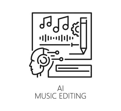 AI artificial intelligence, music technology icon 库存插图