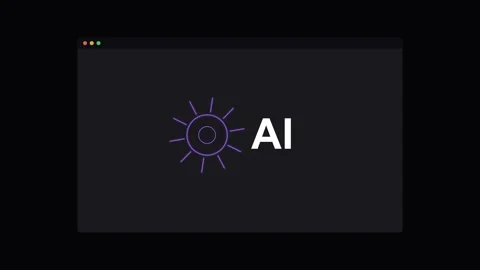 AI Artificial Intelligence Neon Gear Animation - Violet Stock Footage 341491224