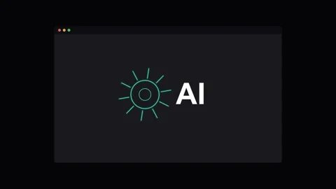 AI Artificial Intelligence Neon Gear Animation - Teal Stock Footage 341491231