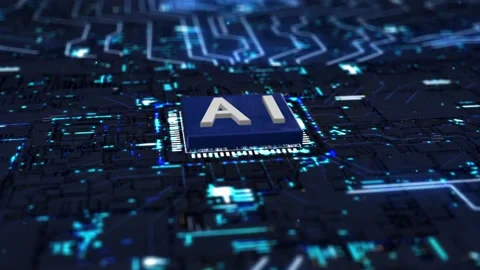 Ai artificial intelligence operation chip circuit board Stockbeeldmateriaal 159773451