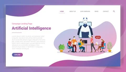 Ai artificial intelligence or robot development for website template or landi Stock Illustration