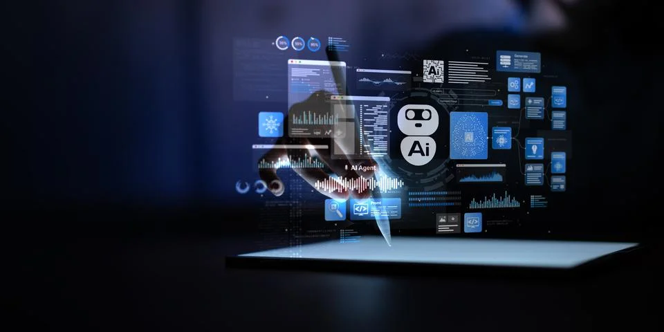 AI Artificial Intelligence Platform for Business Data Analysis and Automati.. 스톡 사진
