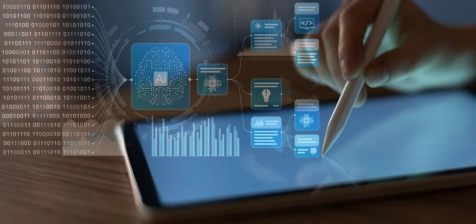 AI Artificial Intelligence Platform for Data Analysis and Business Decision.. 库存照片