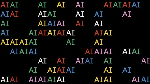 AI Artificial Intelligence pop up words abstract animated background Stock Footage 251212177
