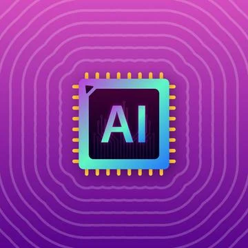 AI artificial intelligence processor chip with radiating waves イラスト素材