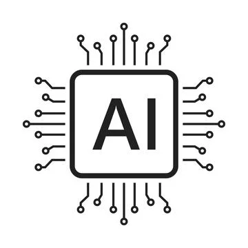 AI Artificial Intelligence Processor Chip Circuitry Icon Vector Illustration Illustrazione stock