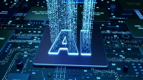 AI artificial intelligence processor, computer motherboard, big data. Stock Footage 310795392