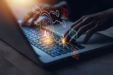 AI (Artificial intelligence) research development for future growth. Busine.. Stock Photos