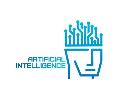 AI artificial intelligence robot with brain icon Stock Illustration