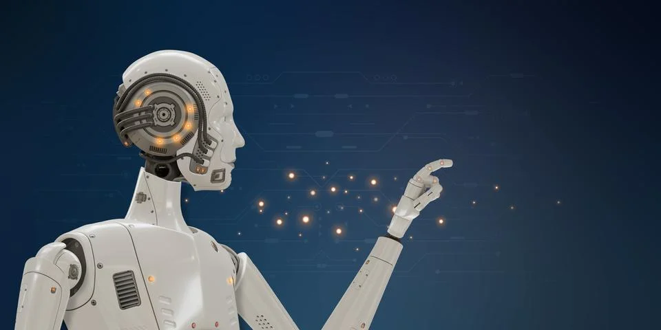 An AI artificial intelligence robot engineer represents digital technology,.. Stock Photos