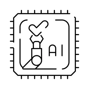 Ai artificial intelligence robotic arm microchip icon Stock Illustration