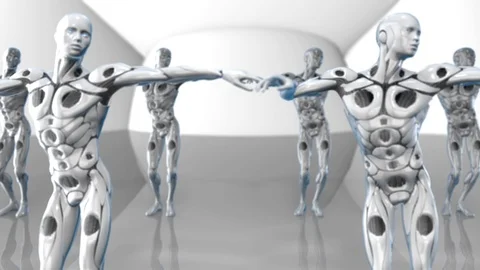 AI Artificial intelligence robots dancing simulation of deep learning Stock Footage 95155101