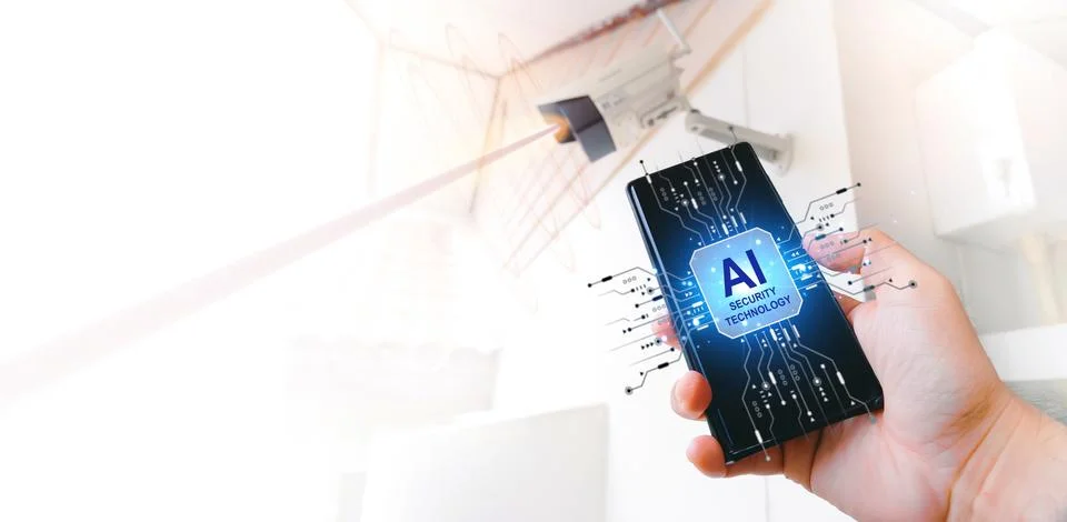 AI artificial intelligence security technologies,home security protection Stock Photos