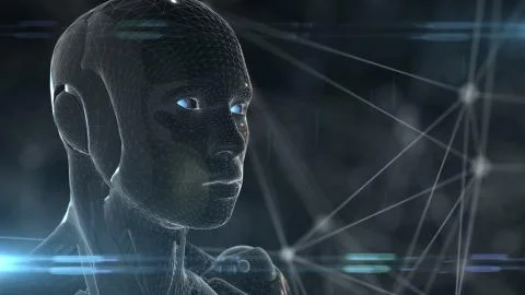 AI Artificial intelligence simulation of human intelligence by machines Illustrazione stock