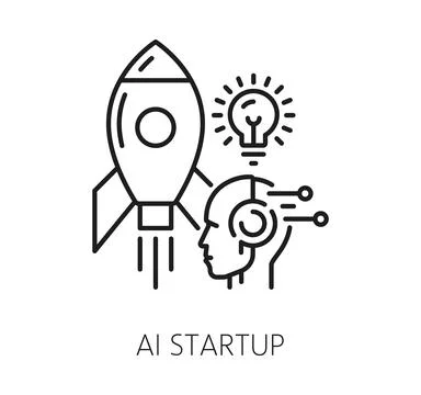 AI artificial intelligence startup technology icon Stock Illustration