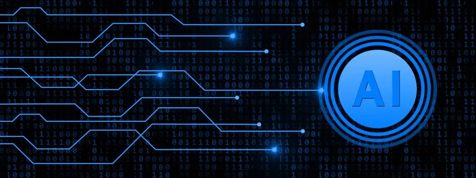 AI Artificial Intelligence - symbol on button with connecting lines イラスト素材