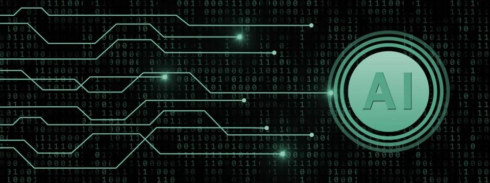 AI Artificial Intelligence - symbol on button with connecting lines Stock Illustration