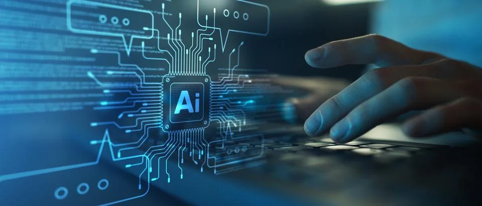 AI Artificial Intelligence System for Business Automation and Data Processing Foto stock