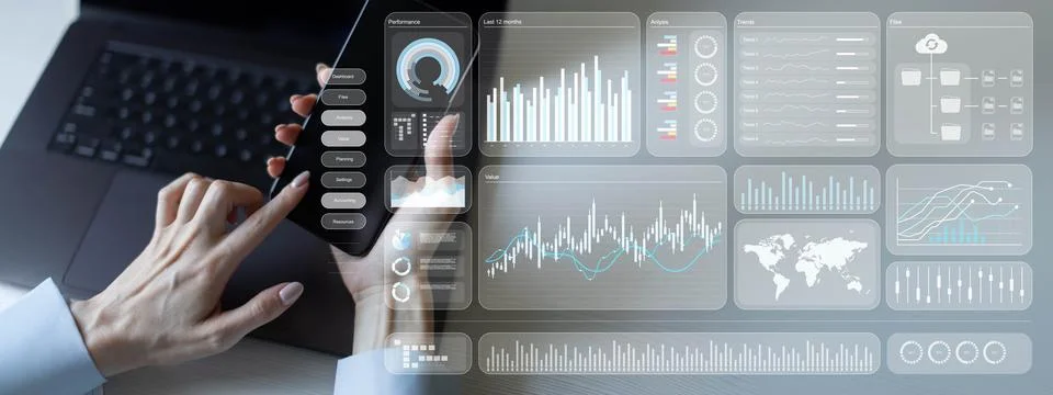 AI Artificial Intelligence System for Data Analysis and Predictive Insights Stock Photos