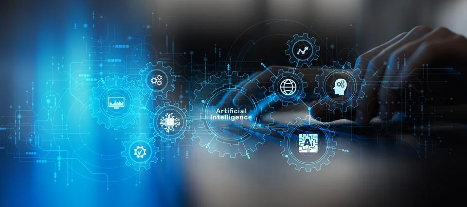 AI Artificial Intelligence System for Data Analysis and Digital Innovation Foto stock