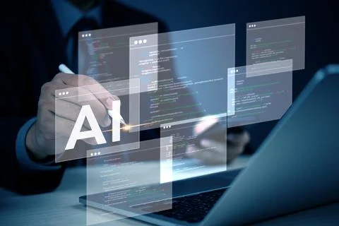 AI artificial intelligence technology and machine learning development prog.. Foto stock