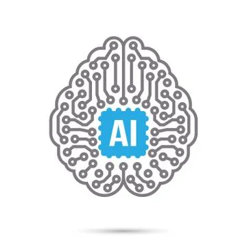 AI Artificial intelligence Technology circuit brain symbol icon 스톡 일러스트