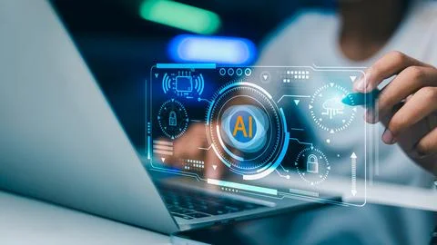 AI Artificial Intelligence Technology with Cloud Computing and Data Securit.. Stock Photos