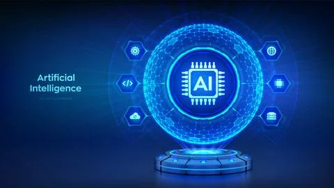 AI. Artificial intelligence technology concept. Artificial intelligence in th Illustrazione stock