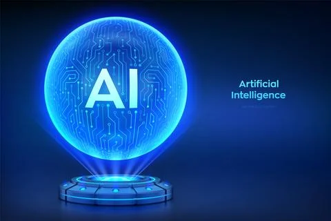 AI. Artificial intelligence technology concept. Artificial intelligence vis.. Stock Illustration