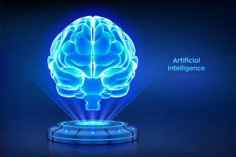 AI. Artificial Intelligence technology concept. Digital brain. Holographic .. Stock Illustration