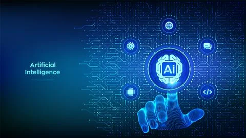 AI. Artificial Intelligence technology. Digital brain. Neural network. Machin Stockillustratie