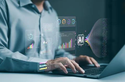 AI artificial intelligence technology to help manage analysis big data 스톡 사진