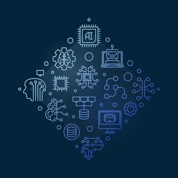 AI Artificial Intelligence vector creative line illustration Stock Illustration