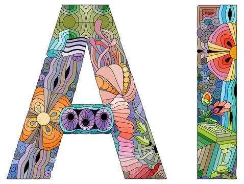 AI Artificial intelligence. Vector zentangle object for decoration Stock Illustration