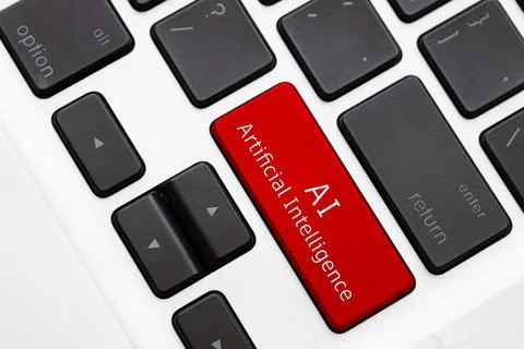 AI - Artificial Intelligence word text on computer keyboard. Auto smart cha.. Stock Photos