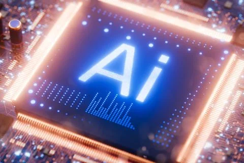 Ai. Artificial intelligence for writing a book. Application of artificial i.. Stock Illustration
