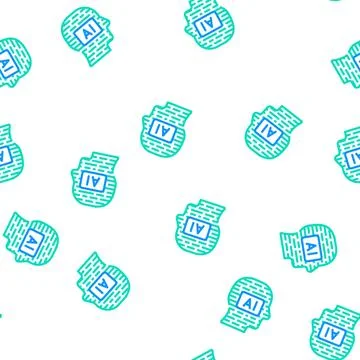 Ai artificial intelligent financial technology vector seamless pattern Illustrazione stock
