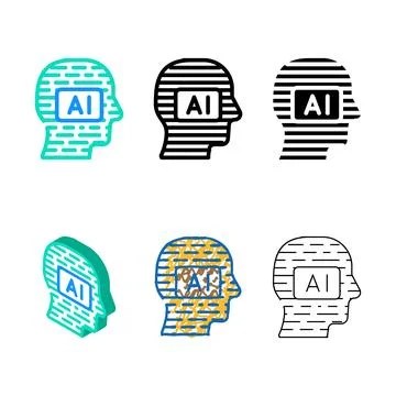 Ai artificial intelligent financial technology types color icon vector イラスト素材
