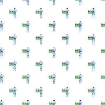 Ai artist robot creating digital abstract landscape art イラスト素材