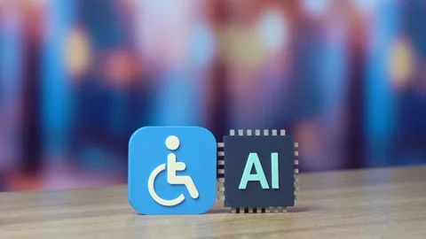 AI assistance to persons with disabilities. New technological solutions Stock Footage 342813498