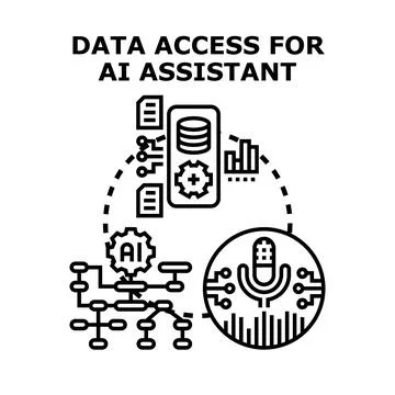 Ai assistant accessing data for voice recognition 库存插图