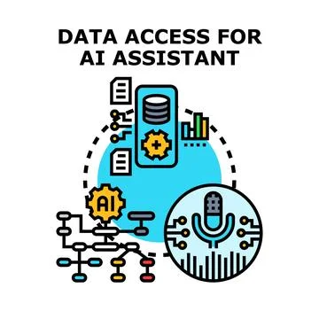 Ai assistant accessing data for voice recognition Stock Illustration
