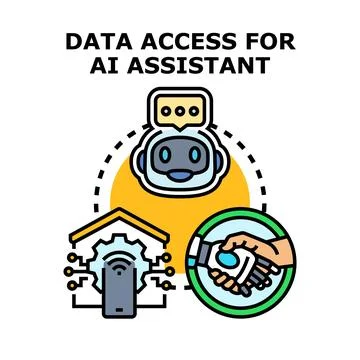 Ai assistant accessing smart home data collaborating with human Stock Illustration