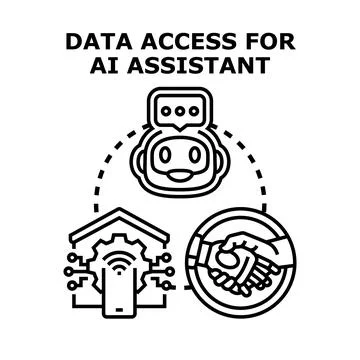 Ai assistant accessing smart home data collaborating with human 库存插图